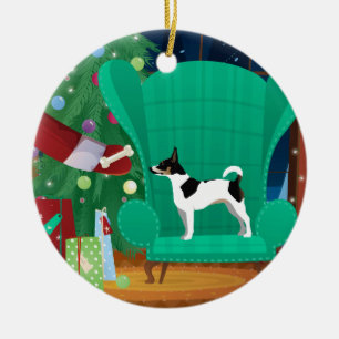 Décoration En Céramique Rat Terrier Noël Père Noël cadeau