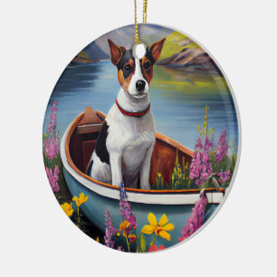 Décoration En Céramique Rat Terrier sur une pagaie : une aventure Pittores