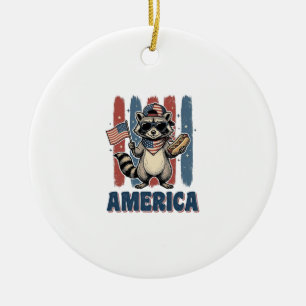 Décoration En Céramique Raton laveur patriotique America Vintage Shirt Des