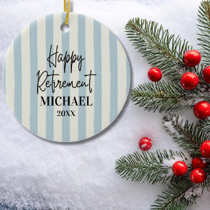 Décoration En Céramique Rayures Bleues Ivoire Aquarelle Personnalisé pour 