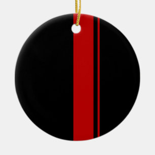 Décoration En Céramique Rayures noires et ROUGES classiques de voiture de