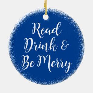 Décoration En Céramique Reading Book Club Be Merry Holiday Blue