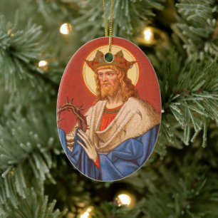 Décoration En Céramique Recto-verso Saint Louis IX le Roi (PM 05)