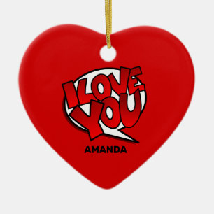 Décoration En Céramique Red, Bold & Bright Pop Art Style - I Love You