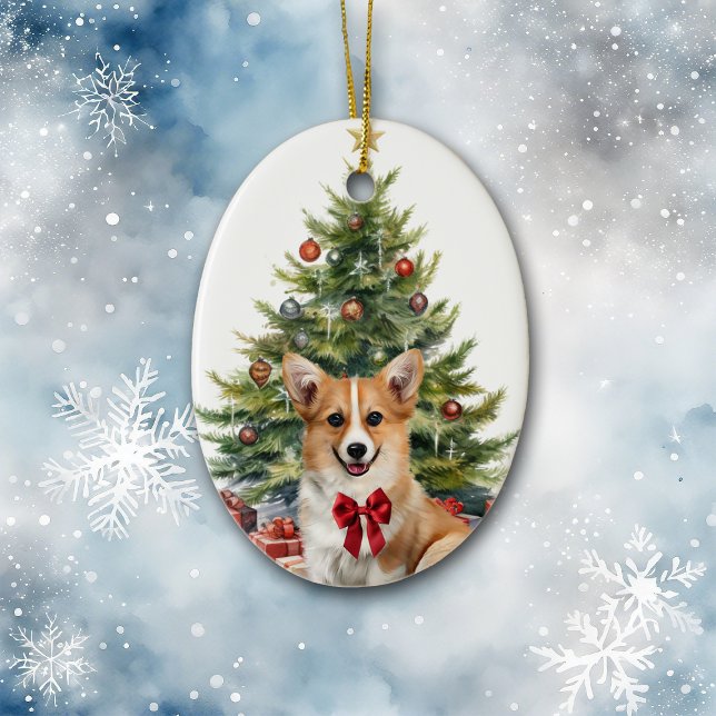 Décoration En Céramique Red Bow Pembroke Welsh Corgi Chien Noël (Créateur téléchargé)