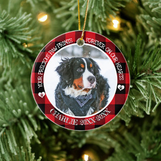 Décoration En Céramique Red Buffalo Check Pet Photo Memorial Porcelaine