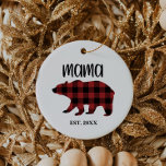 Décoration En Céramique Red Buffalo Plaid Mama Bear Holiday Gift<br><div class="desc">This red buffalo plaid mama bear holiday ornament is the perfect traditional Christmas tree decoration. The design features a bear in a classic red and black buffalo plaid pattern. It says "mama bear" in a cute and classic font. Personalize the ornament with the year.</div>