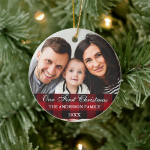 Décoration En Céramique Red Buffalo Plantation Famille Notre Premier Noël