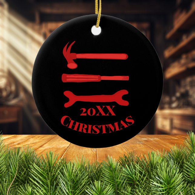 Décoration En Céramique Red Carpenters Tools 2022 Noël (Créateur téléchargé)