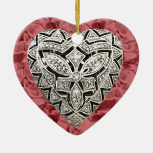 Décoration En Céramique Red Elegant Designer Heart Ornament
