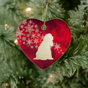 Décoration En Céramique Red Gold Snowflake American Cocker Spaniel