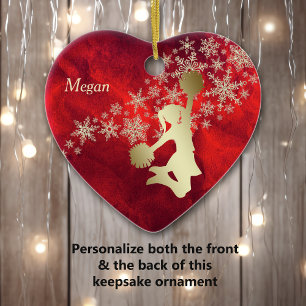 Décoration En Céramique Red Gold Snowflake Pom-pom girl personnalisée