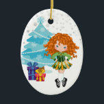 Décoration En Céramique Red Haied Irish Dancer Noël d'hiver<br><div class="desc">Cet adorable ornement de Noël à thème de danse irlandaise présente une jolie danseuse irlandaise rougeâtre dans une robe solo verte et or dansant dans un pays merveilleux d'hiver avec de la neige, un arbre de Noël et des cadeaux. Personnalisez le dos de l'ornement avec un nom et une année!...</div>