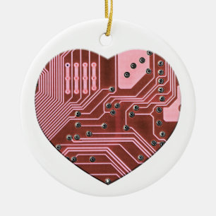 Décoration En Céramique Red Heart Circuit Board Valentines