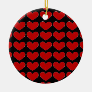 Décoration En Céramique Red Hearts Black White Love Mariage Postage