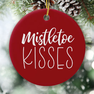 Décoration En Céramique Red Mistletoe Kisses Newlly Photo Noël
