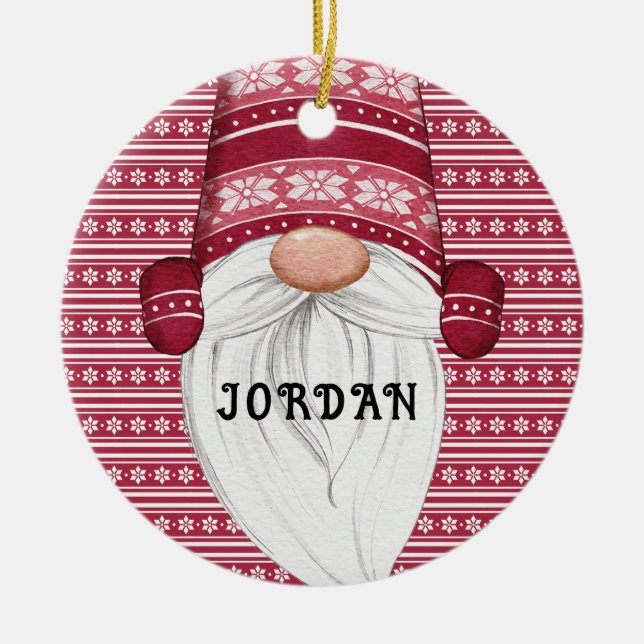 Décoration En Céramique Red Nordic Gnome Personnalisé (Devant)