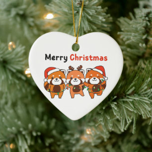 Décoration En Céramique Red Panda Noël Red Pandas Joyeux Noël Cer