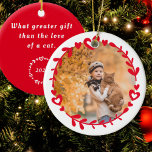 Décoration En Céramique Red Photo & Quote Christmas Ornament<br><div class="desc">Customize this Quote Photo Ornament with your favorite photo. Add your own inspirational quote to the back.</div>