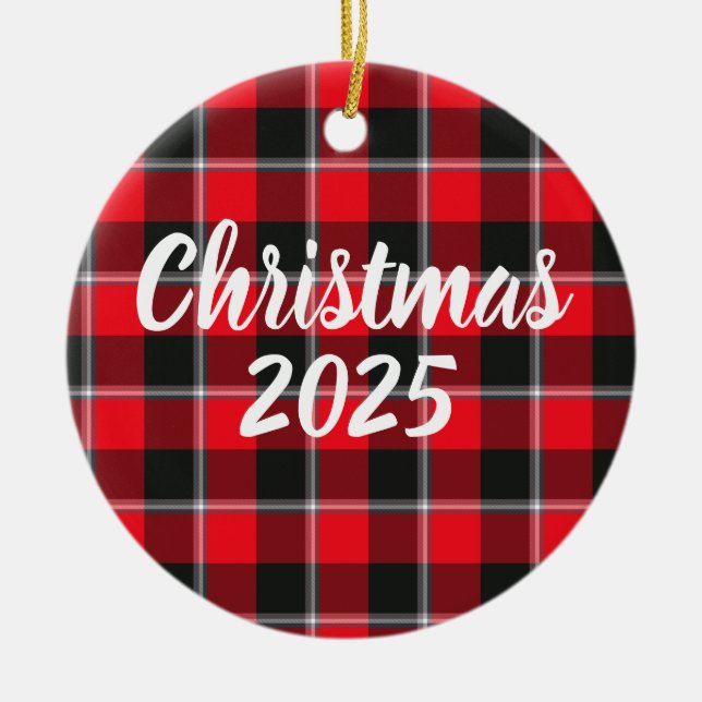 Décoration En Céramique Red Ribbon and Heavy Metal Plaid (Devant)