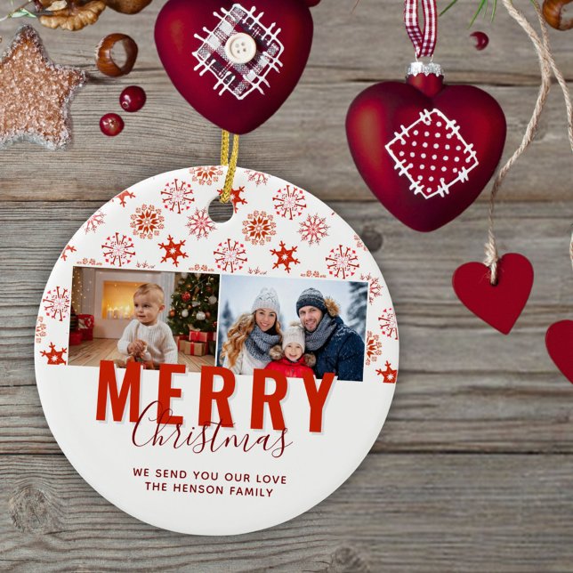 Décoration En Céramique Red Snowflake Joyeux Noël Famille 2 Photos (Créateur téléchargé)