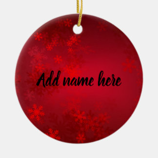 Décoration En Céramique Red Snowflake Ornament - Add Your Name