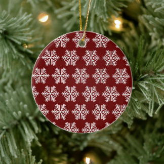 Décoration En Céramique Red White Modern Snowflake Christmas Pattern
