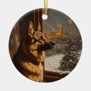 Décoration En Céramique Regal German Shepherd Christmas Tree Peinture à l'