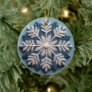 Décoration En Céramique Regarder brodé 3D Hiver Flocon de neige Noël