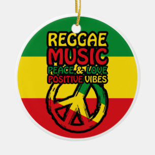 Décoration En Céramique Reggae et symbole de la paix avec des citations po