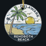 Décoration En Céramique Rehoboth Beach Delaware Vintage<br><div class="desc">Rehoboth Beach hand drawn illustration with mountains and ocean waves in the background. Perfect for anyone who loves to visit Rehoboth Beach.</div>