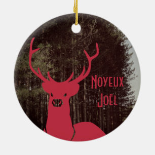 Décoration En Céramique Reindeer Noël texte personnalisé quebecois