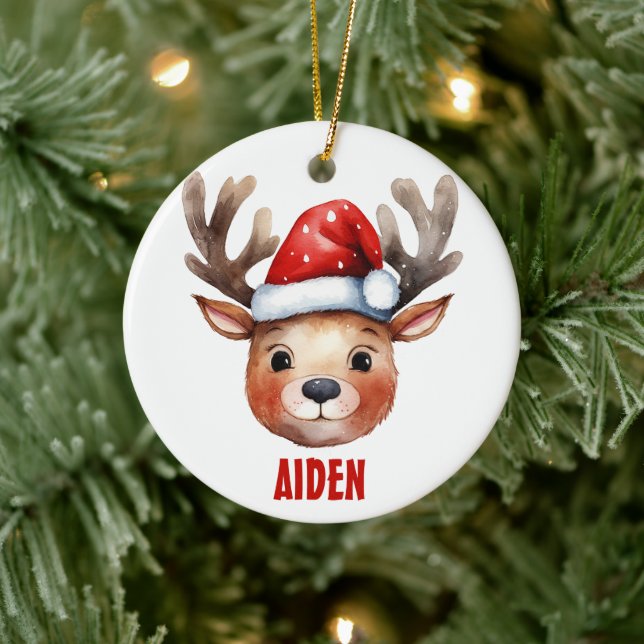 Décoration En Céramique Reindeer Visage Personnalisé Enfants Mug (Arbre)