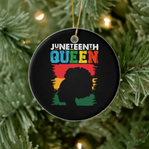 Décoration En Céramique Reine Juneteenth Fille Afro Noire Mélanine 
