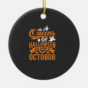 Décoration En Céramique Reines d'Halloween Nées en Octobre Typographie Vin