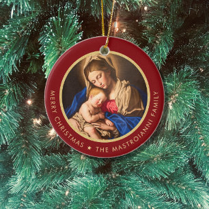 Décoration En Céramique Religieux Madonna & Enfant Catholique Cadeau de No