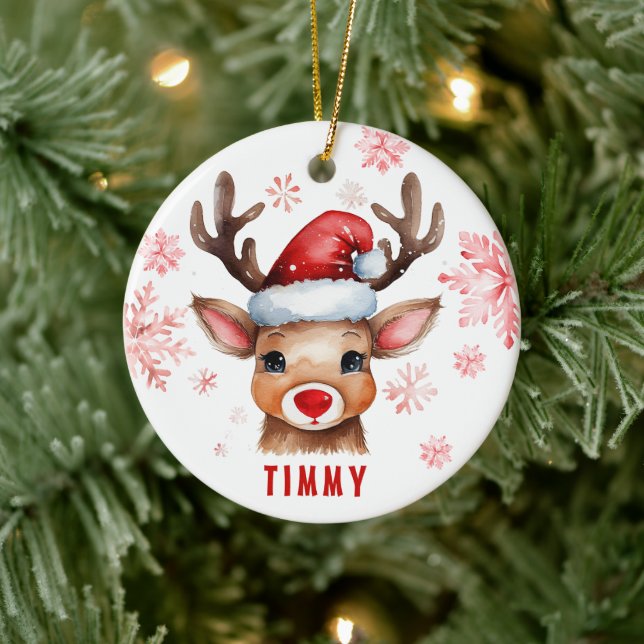 Décoration En Céramique Renard de Noël personnalisé (Arbre)