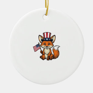 Décoration En Céramique Renard Patriotique Vintage Gravure Design de T-Shi