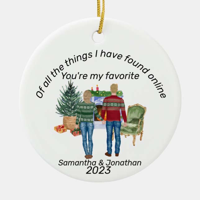 Décoration En Céramique Rencontre en ligne Couple Blonde Newlyweds (Devant)