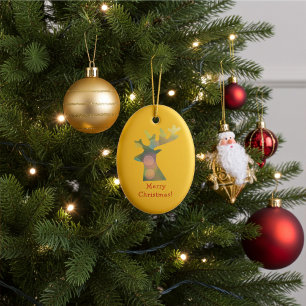 Décoration En Céramique Rennes de Noël personnalisées rouges et dorées
