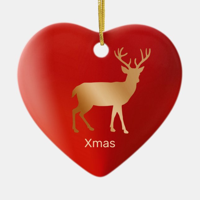 Décoration En Céramique Rennes d'or et calligraphie (Devant)