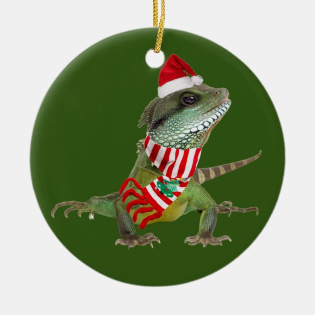 Décoration En Céramique Reptile Avec Casquette Scaft Noël (Devant)