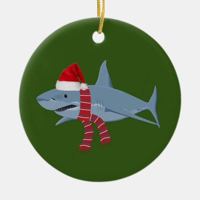 Décoration En Céramique Requin avec Casquette Scaft Noël (Devant)