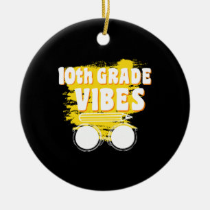 Décoration En Céramique Retour à l'école T-shirt 10e année Vibes Premier J