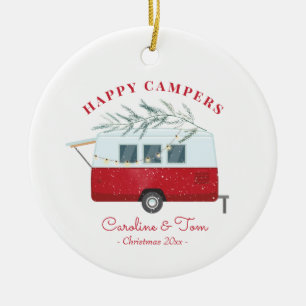 Décoration En Céramique Retro Camper Noël Joyeux Campers Vacances