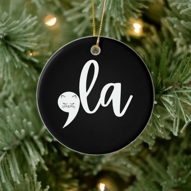 Décoration En Céramique Retro Cat Comma La Kamala Harris 2024 Election (Arbre)