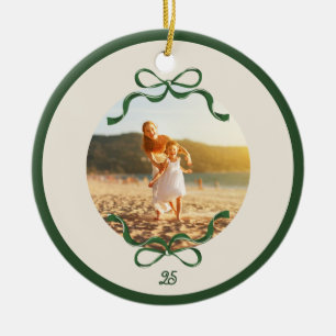 Décoration En Céramique Retro Green Vintage Bows photo de Noël