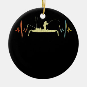 Décoration En Céramique Retro Kayak Pêche Heartbeat Kayaking Vintage
