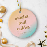 Décoration En Céramique Retro Pastels Gradient Unique Photo Mariage<br><div class="desc">Commémorez votre journée spéciale avec cet Ornement Mariage Retro Summer Beach Vibes, avec un dégradé doux de pastel qui saisit l'essence d'un coucher de soleil serein sur la plage. Personnalisez-le avec vos noms, votre date de mariage et une photo chère pour créer un souvenir unique qui célèbre votre amour. La...</div>