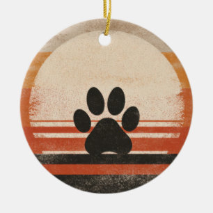 Décoration En Céramique Retro Paw Sunset – Art pour amateur de animaux vin